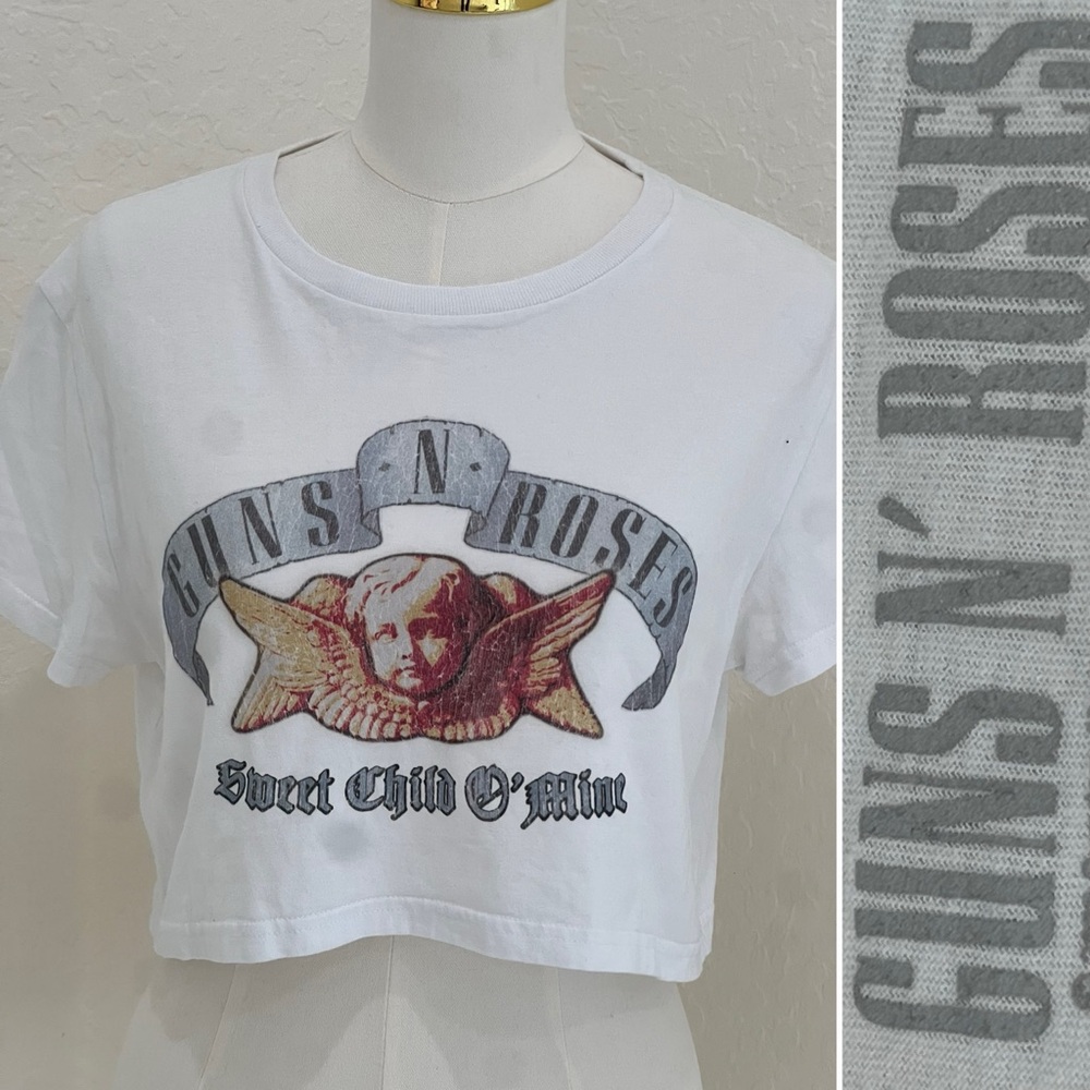 White Guns N' Roses Graphic Crop Top XS